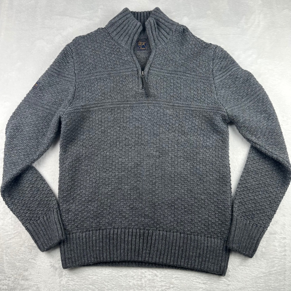 Superdry Jacob Chunky 1/4 Zip Sweater Mens XL Grey Wool Blend M6110308A